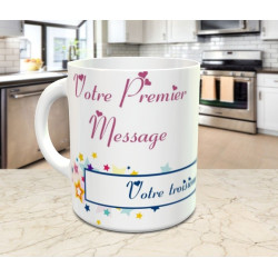 Mug cadeau avec plusieurs messages personnalisés (étoiles multicolores)