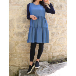 TSingle-Short-flying dress blue jeans blue jeans