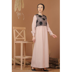 Robe maxi-longue et ample élégante bi-matière pour femme (Grande taille disponible) -...