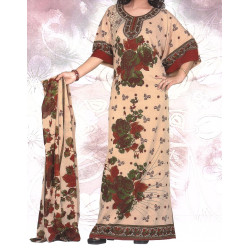 Robe d'intérieur orientale "Naila" avec grand châle et manches courtes