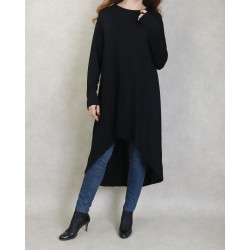 Tunique longue en viscose pour femme - Couleur Noir