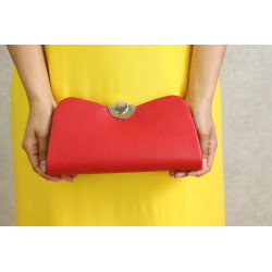 Sac à main pochette femme à bandoulière chaîne et déco métallique - Couleur Rouge