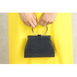 Sac à main femme entièrement recouvert de strass, anse métallique ronde pour soirée,...