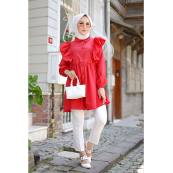 Chemise à froufrou (Vetement femme musulmane en ligne) - Couleur Rouge