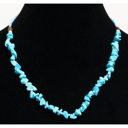Ethnic handmade necklace imitation turquoise quartz embellished with blue and wooden beads