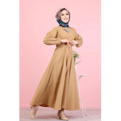 Robe élégante longue ample pour femme (Vetement Hijab) - Couleur vison