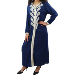 Eastern dress with embroidery and strass for women-Color Navy