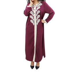 Eastern dress with embroidery and women's strass-burgundy color