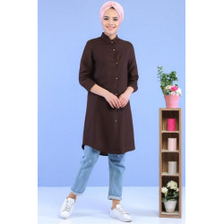 Chemise longue mastour pour femme - Couleur marron foncé