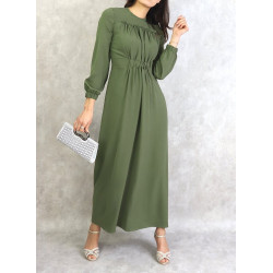 Long solid color dress Khaki Green