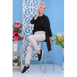 Pantalon baggy décontracté pour femme - Couleur beige