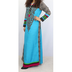 Blue evening dress - Maxi-long oriental dress for women