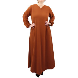 Women's basic casual long dress - Women's Sizes Plus Clothes and Dresses - Brick Color