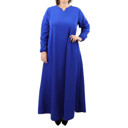 Women's basic long flared dress ( Large size) - Royal Blue Color