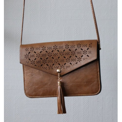Sac à main pochette à rabat pour femme - Couleur marron