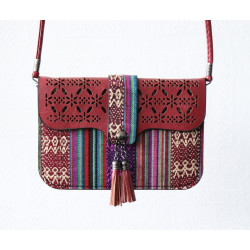 Sac à main femme - Pochette brodée embrayage chic - Couleur Bordeaux