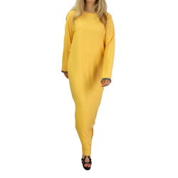 Long dress with rhinestone belt in sunny yellow
