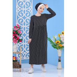 Robe à rayures de couleur noire