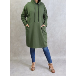 Tunique sport en coton - Sweatshirts long avec capuche pour femme (Plusieurs couleurs...