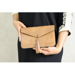 Sac à main pochette pour femme - Couleur Caramel