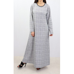 Very long black and blue striped flared dress for women