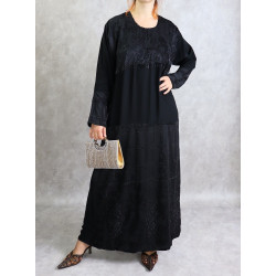Abaya des Emirats - Robe Noire ornée de broderie et de strass