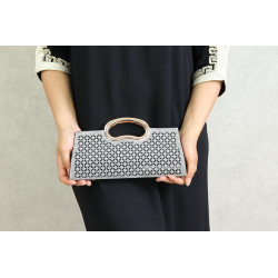 Pochette de soirée à poignet métallique - Sac à main élégant pour femme - Couleur Noir