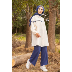Tunique-Chemise large pour femme (Mode Musulmane) - Couleur Bleu pétrole