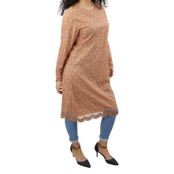 Robe-Tunique à dentelles doublée pour femme - Couleur Camel