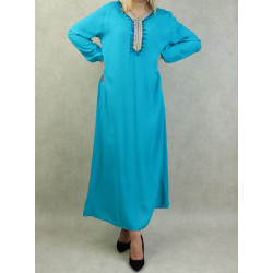 House and summer dress for pompons-Cotton not expensive for women-Color blue turquoise