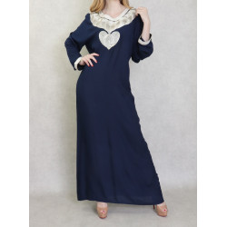Robe longue style oriental avec borderie originale sous forme de coeur pour femme -...
