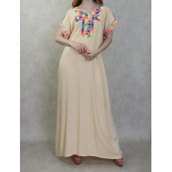 Robe été à fil multicolore pour femme - Couleur Jaune pastel
