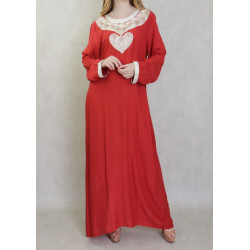 Robe longue style oriental avec borderie originale sous forme de coeur pour femme -...