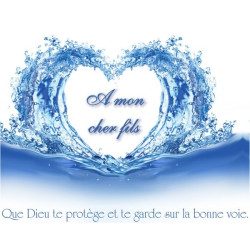 Mug "Pour mon cher fils" (coeur sur fond bleu) إلى ابني الحبيب