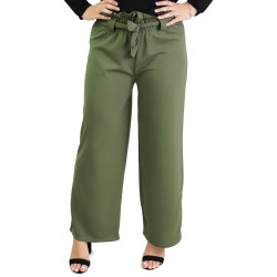 Elasticated pants - Khaki green color