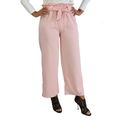 Elasticated pants with belt - Pink color