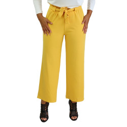 Elasticated pants with belt - Yellow color