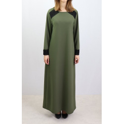 Robe longue à manches longues sobre et chic - Couleur Vert kaki