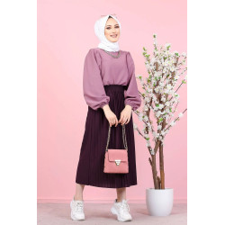 Jupe plissée pour femme (Vetement Hijab pas cher) - Couleur violette