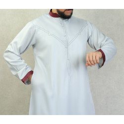 Qamis traditionnel homme élégant de qualité supérieure pour homme - Couleur gris clair...