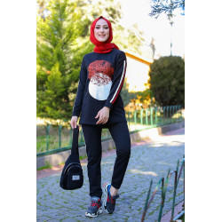 Ensemble décontracté et sport (Tenue de sport femme voilée) - Couleur noir