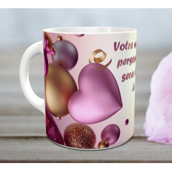 Mug 3D cœur et fête - Tasse cadeau avec un message personnalisable (Fabriqué en France...