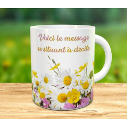 Mug fleur jaune et violet - Tasse cadeau avec message personnalisé