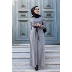 Robe longue avec gilet intégré - Couleur gris