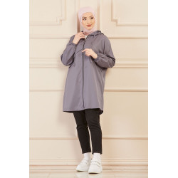 Imperméable ample pour femme (Tenue Hidjab Automne Hiver) - Couleur gris