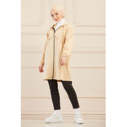 Imperméable ample pour femme (Vêtements Hijab Automne Hiver) - Couleur beige