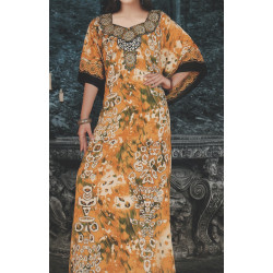 Oriental summer dress with floral A-line collar