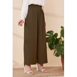 Pantalon plissé pour femme - Couleur kaki