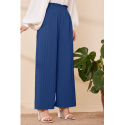 Pantalon plissé ample pour femme - Couleur bleu indigo