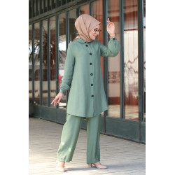 Chemise mi-longue fluide ample légèrement brillante (Chemises femme hijab mode...